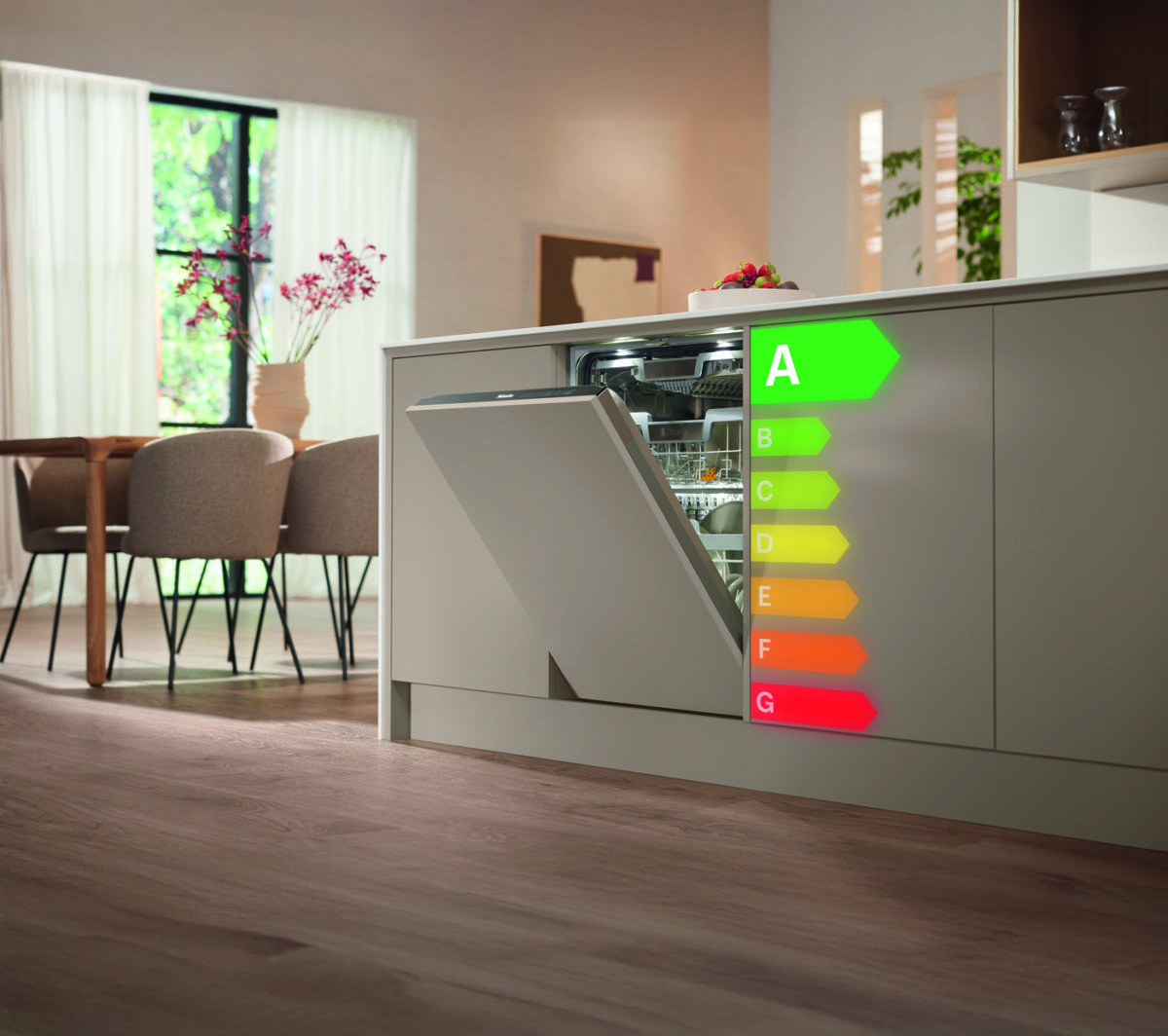 Maximale Effizienz für jede Küche: Miele bringt Energieeffizienzklasse A bei Geschirrspülern über alle Preisklassen hinweg. Foto: Miele