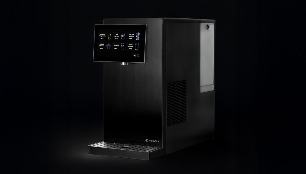 HappyFilter ONE freistehendes Wassersystem für gekühltes, gesprudeltes und heißes Wasser in der Küche