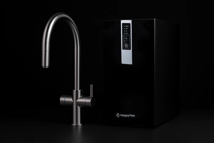 HappyFilter FizzRed Wassersystem mit Touchdisplay für gefiltertes, gekühltes und gesprudeltes Wasser
