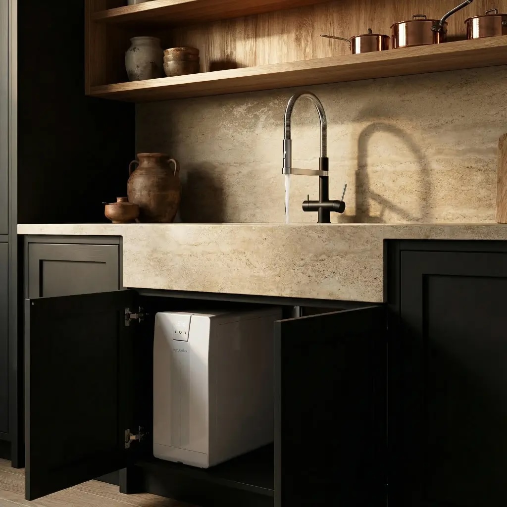 Sprudelux POWER SODA Wassersprudler als leistungsstarkes Untertischgerät im Spülenschrank