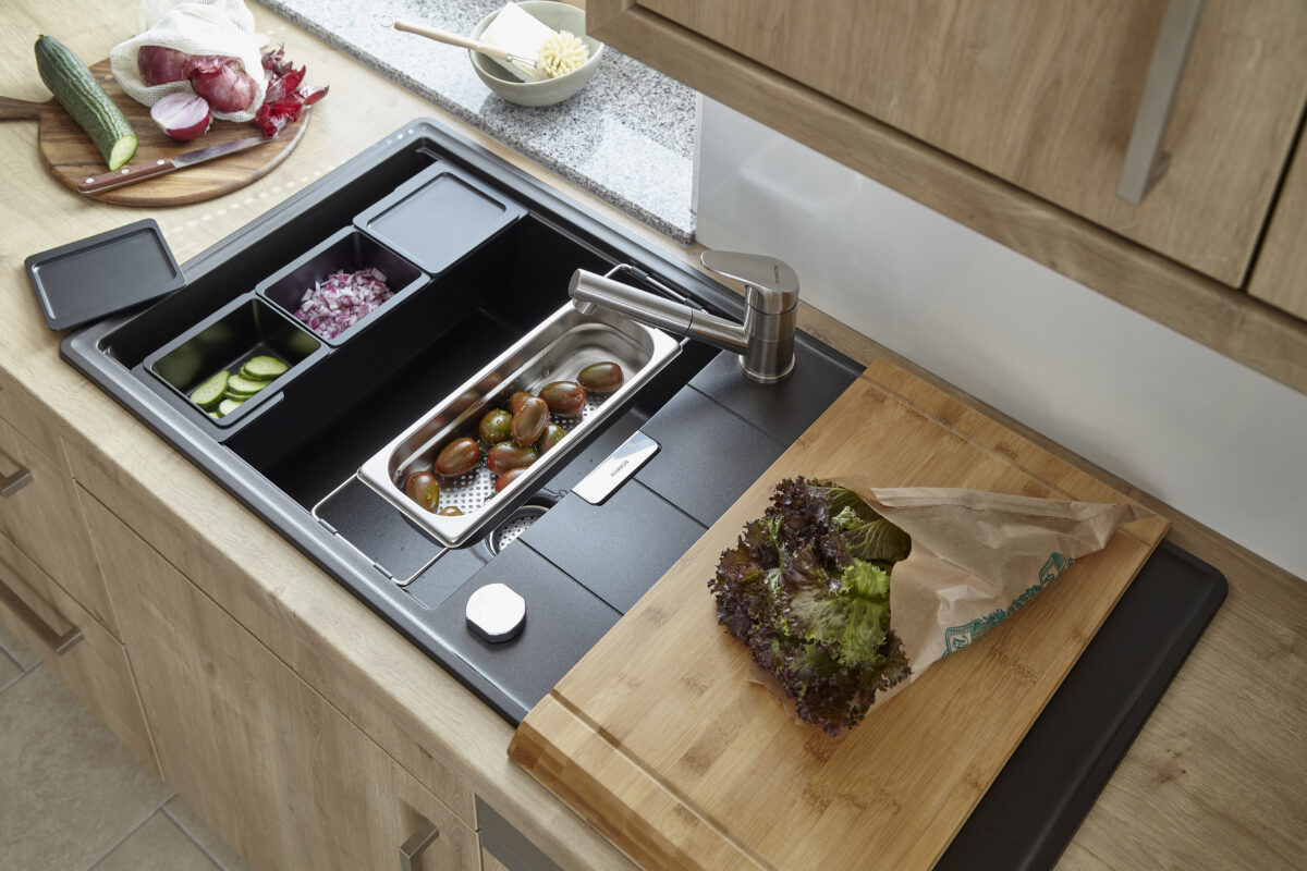 SCHOCK Tia Multifunktionsspüle mit Schneidebrett und Einsätzen für Food Prep