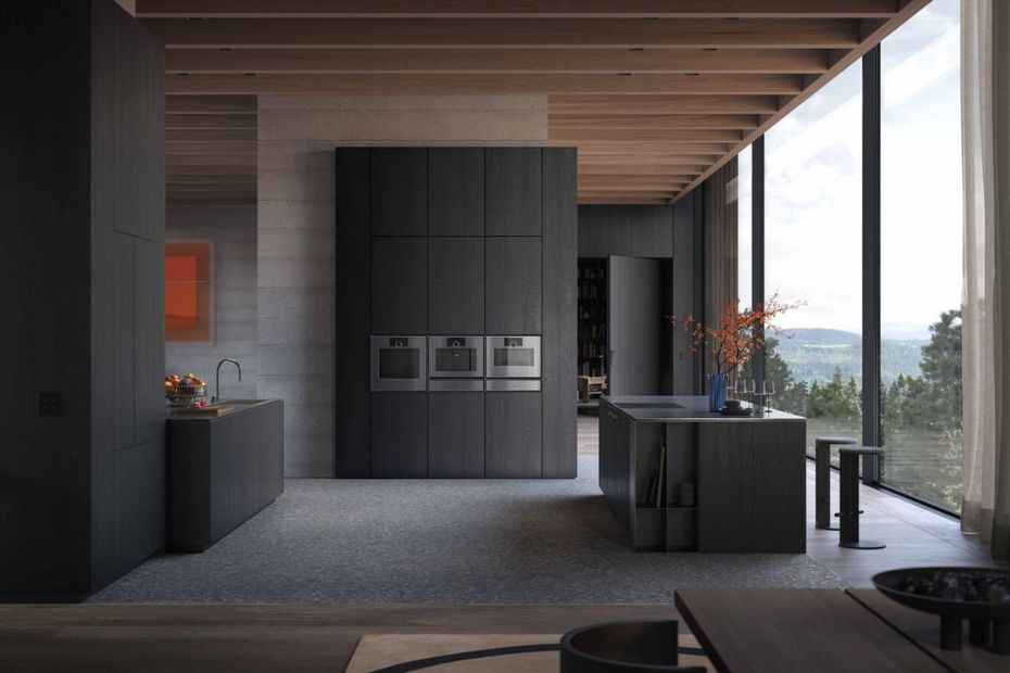 Gaggenau Expressive Gerätewand mit Backofen und Dampfbackofen in moderner Designküche