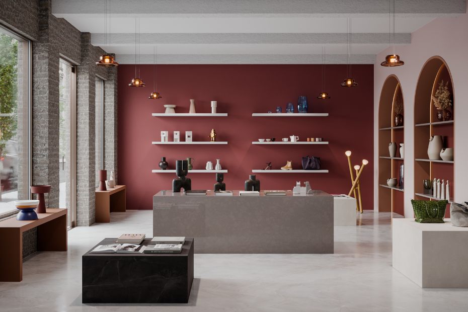 Steinoptiken und Marmor-Dekore der REHAU RAUVISIO crystal Strong Kollektion in verschiedenen Natursteinfarben